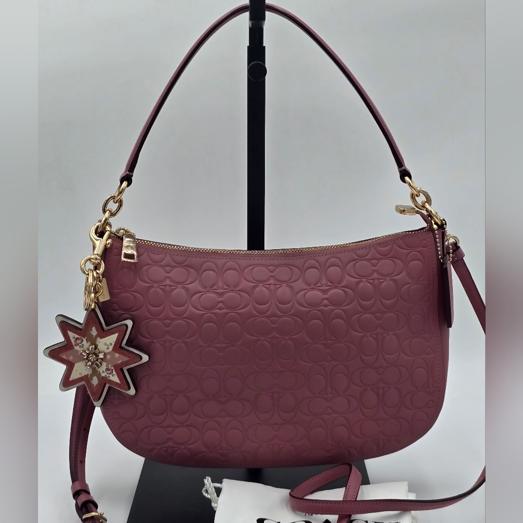 Coach Teri Hobo In Signature Embossed Leather, Euc